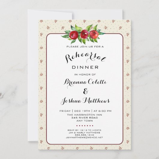 Dîner de répétition Mariage de vacances Invitation (Devant)