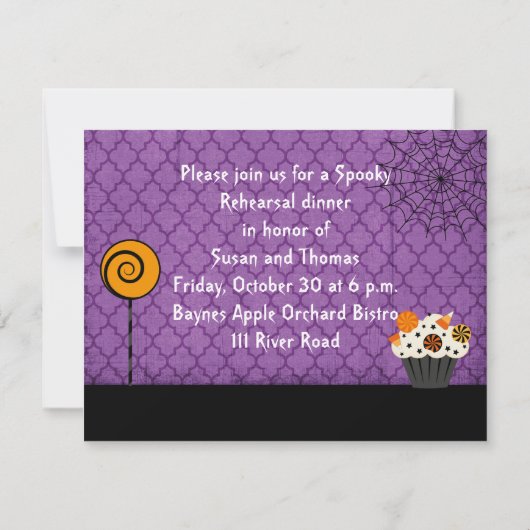 Dîner de répétition Mariage d'Halloween Invitation (Dos)