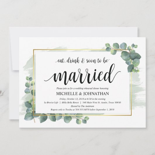 Dîner de répétition Mariage Eucalyptus Invitation (Devant)
