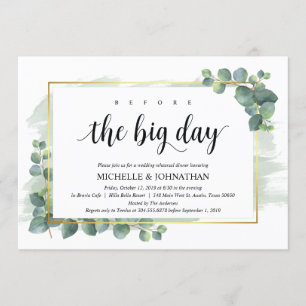 Dîner de répétition Mariage Eucalyptus Invitation