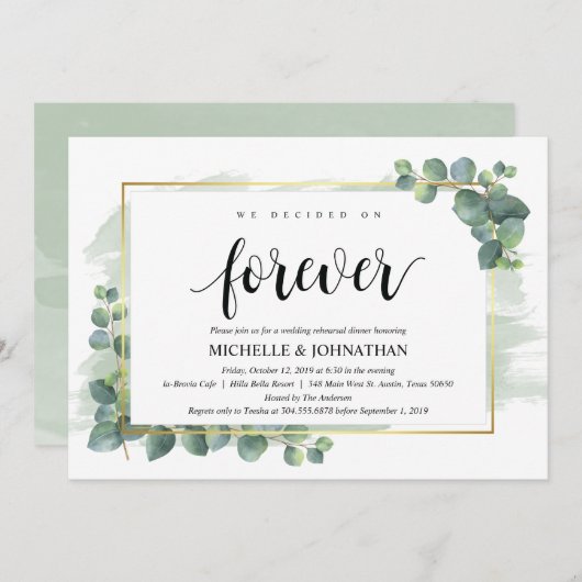 Dîner de répétition Mariage Eucalyptus Invitation (Devant / Derrière)