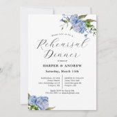 Dîner de répétition Mariage Floral bleu Invitation (Devant)
