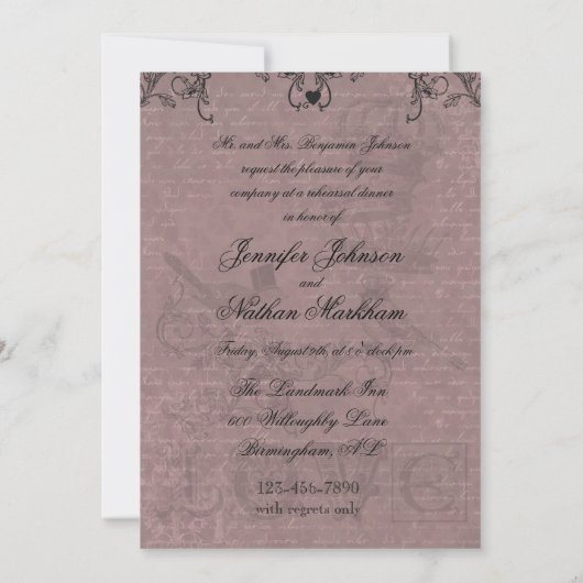 Dîner de répétition Mariage Inséparable Invitation (Dos)