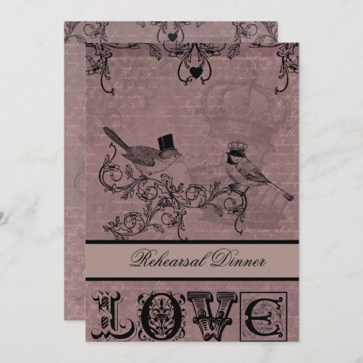 Dîner de répétition Mariage Inséparable Invitation (Devant / Derrière)