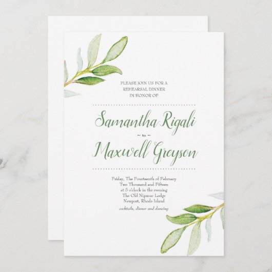 Dîner de répétition mariage Invitation (Devant / Derrière)