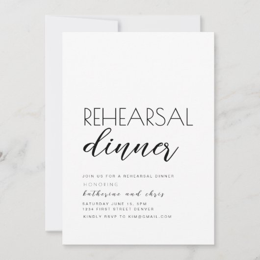 Dîner de répétition mariage Invitation (Devant)