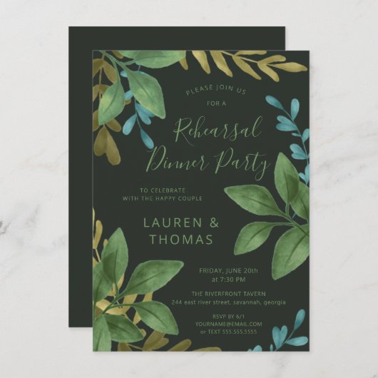 Dîner de répétition Mariage Invitation de fusion a (Devant / Derrière)