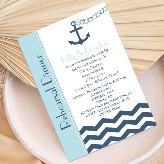 Dîner de répétition mariage Invitation - Nautique