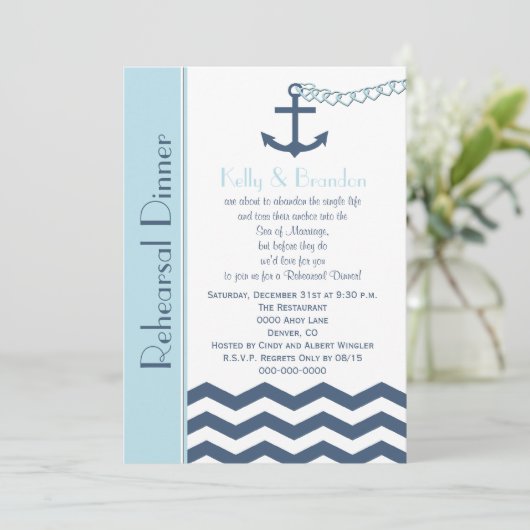 Dîner de répétition mariage Invitation - Nautique (Debout devant)