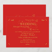Dîner de répétition mariage Invitation Red (Devant / Derrière)