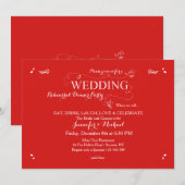 Dîner de répétition Mariage Invitation Rouge (Devant / Derrière)