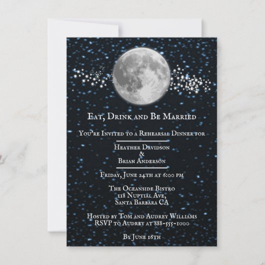 Dîner de répétition Mariage lunaire Invitation (Devant)