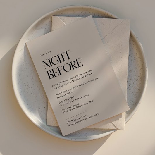 Dîner de répétition Mariage moderne Invitation à T