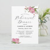 Dîner de répétition Mariage rose Floral Invitation (Debout devant)