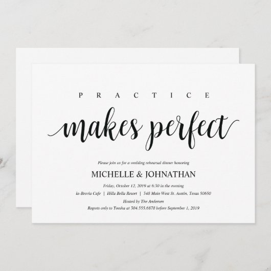 Dîner de répétition Mariage rustique Cartes d'invi (Devant / Derrière)