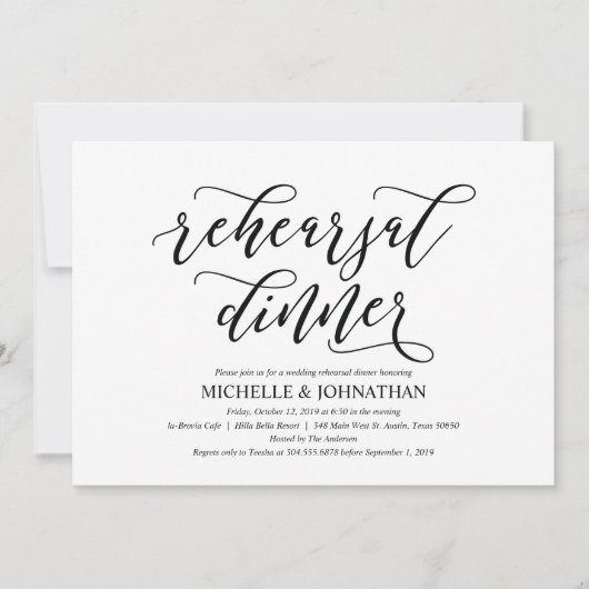 Dîner de répétition Mariage rustique Invitations (Devant)