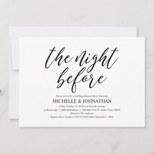 Dîner de répétition Mariage rustique Invitations (Devant)