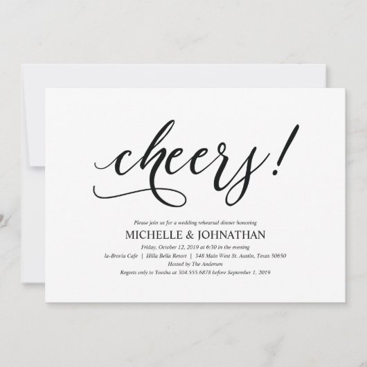 Dîner de répétition Mariage rustique Invitations (Devant)
