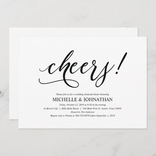 Dîner de répétition Mariage rustique Invitations (Devant / Derrière)