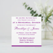 Dîner de répétition Mariage violet Invitations Bow (Debout devant)