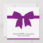 Dîner de répétition Mariage violet Invitations Bow (Dos)