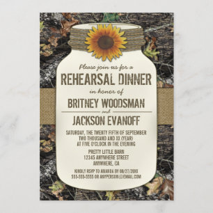 Dîner de répétition Mason Jar Camo Invitations