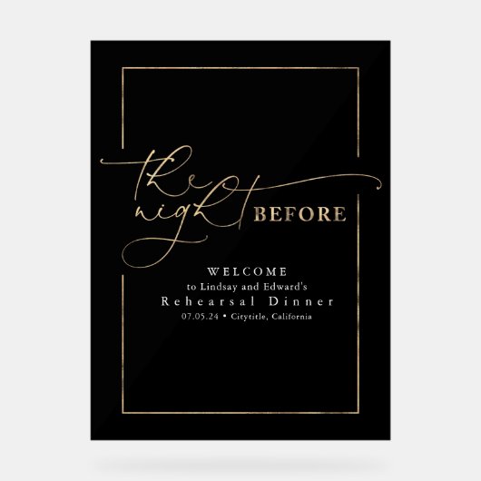 Dîner de répétition moderne Accueil noir et or (Recto)