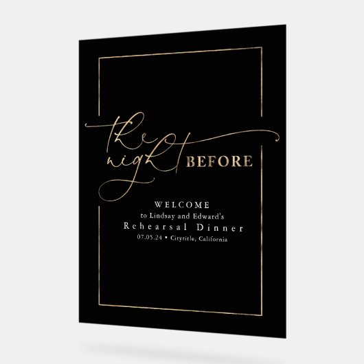 Dîner de répétition moderne Accueil noir et or (Angle)