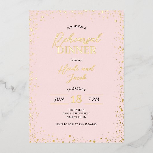 Dîner de répétition moderne Glitz Invitation de fo (Recto)