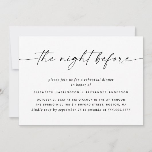 Dîner de répétition moderne Invitation | Nuit avan (Devant)