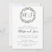 Dîner de répétition Monogramme vert Invitations (Devant)