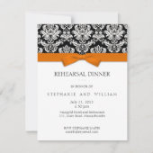 Dîner de répétition Orange Bow Damask Invitation (Devant)