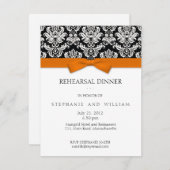 Dîner de répétition Orange Bow Damask Invitation (Devant / Derrière)