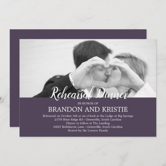 Dîner de répétition photo Invitation (Devant / Derrière)