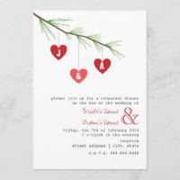Dîner de répétition Pine Bough & Hearts Invitation