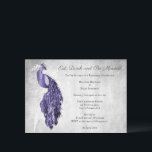 Dîner de répétition Purple Peacock Invitation<br><div class="desc">Invités Invitations à votre dîner de répétition avec une invitation à dîner de répétition mariage Purple Peacock. Le design d'invitation présente un paon élégant contre un feuillage délicat et un arrière - plan grunge. Personnalisez avec les noms du marié et de la mariée avec les détails du dîner de répétition....</div>