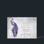 Dîner de répétition Purple Peacock Invitation<br><div class="desc">Invités Invitations à votre dîner de répétition avec une invitation à dîner de répétition mariage Purple Peacock. Le design d'invitation présente un paon élégant contre un feuillage délicat et un arrière - plan grunge. Personnalisez avec les noms du marié et de la mariée avec les détails du dîner de répétition....</div>