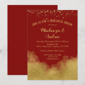 Dîner de répétition Red Gold Confetti Invitation (Devant / Derrière)