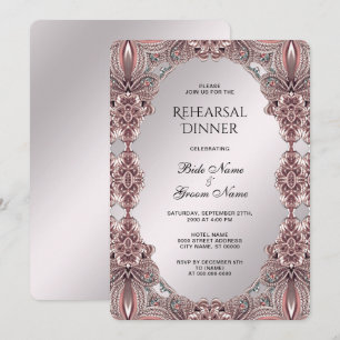 Dîner de répétition rose ornemental Invitation