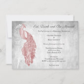 Dîner de répétition rose Peacock Invitation (Devant)