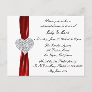 Dîner de répétition rouge Diamond Heart Invitation