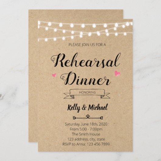 Dîner de répétition russe Invitation (Devant / Derrière)