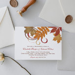 Dîner de répétition Rustic Falling Feuille<br><div class="desc">Conception élégante de l'invitation à dîner sur le thème de la répétition mariage. Notre papeterie mariage "Feuille en chute" présente des feuillages d'automne saturés et des tourbillons de défilement. Les couleurs sont orange,  cuivre,  marron,  rouge et or.</div>