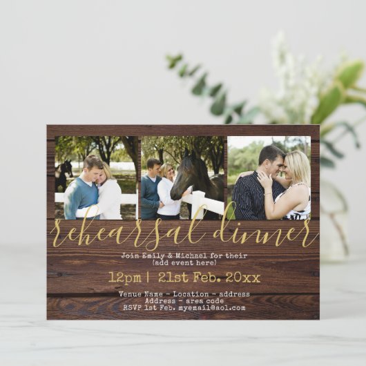 Dîner de répétition Rustique Bois Invitations (Debout devant)