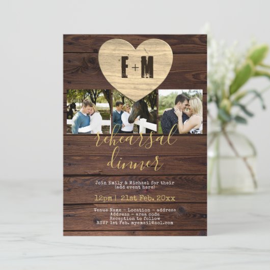 Dîner de répétition Rustique Bois Invitations (Debout devant)