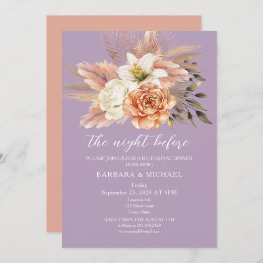 Dîner de répétition rustique Invitation (Devant / Derrière)