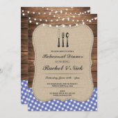 Dîner de répétition rustique Invitation du Blue Ch (Devant / Derrière)