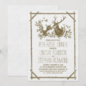 Dîner de répétition rustique invitations avec cerf (Devant / Derrière)