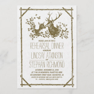 Dîner de répétition rustique invitations avec cerf