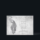 Dîner de répétition Silver Peacock Invitation<br><div class="desc">Invités Invitations à votre dîner de répétition avec une invitation à dîner de répétition mariage Silver Peacock. Le design d'invitation présente un paon élégant contre un feuillage délicat et un arrière - plan grunge. Personnalisez avec les noms du marié et de la mariée avec les détails du dîner de répétition....</div>